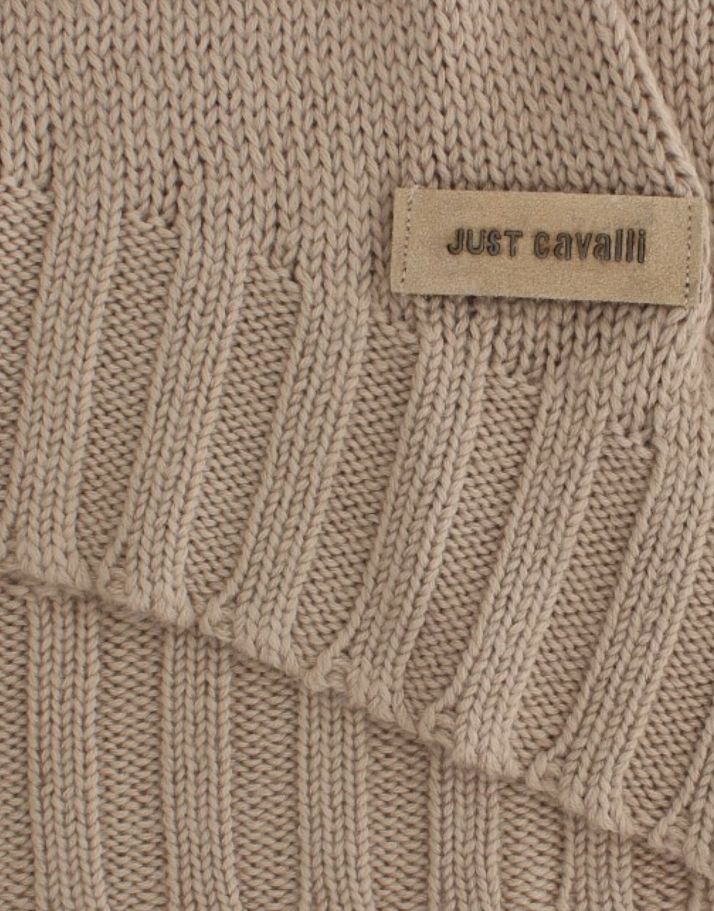 Cavalli elegáns bézs színű kötött, kerek nyakú pulóver