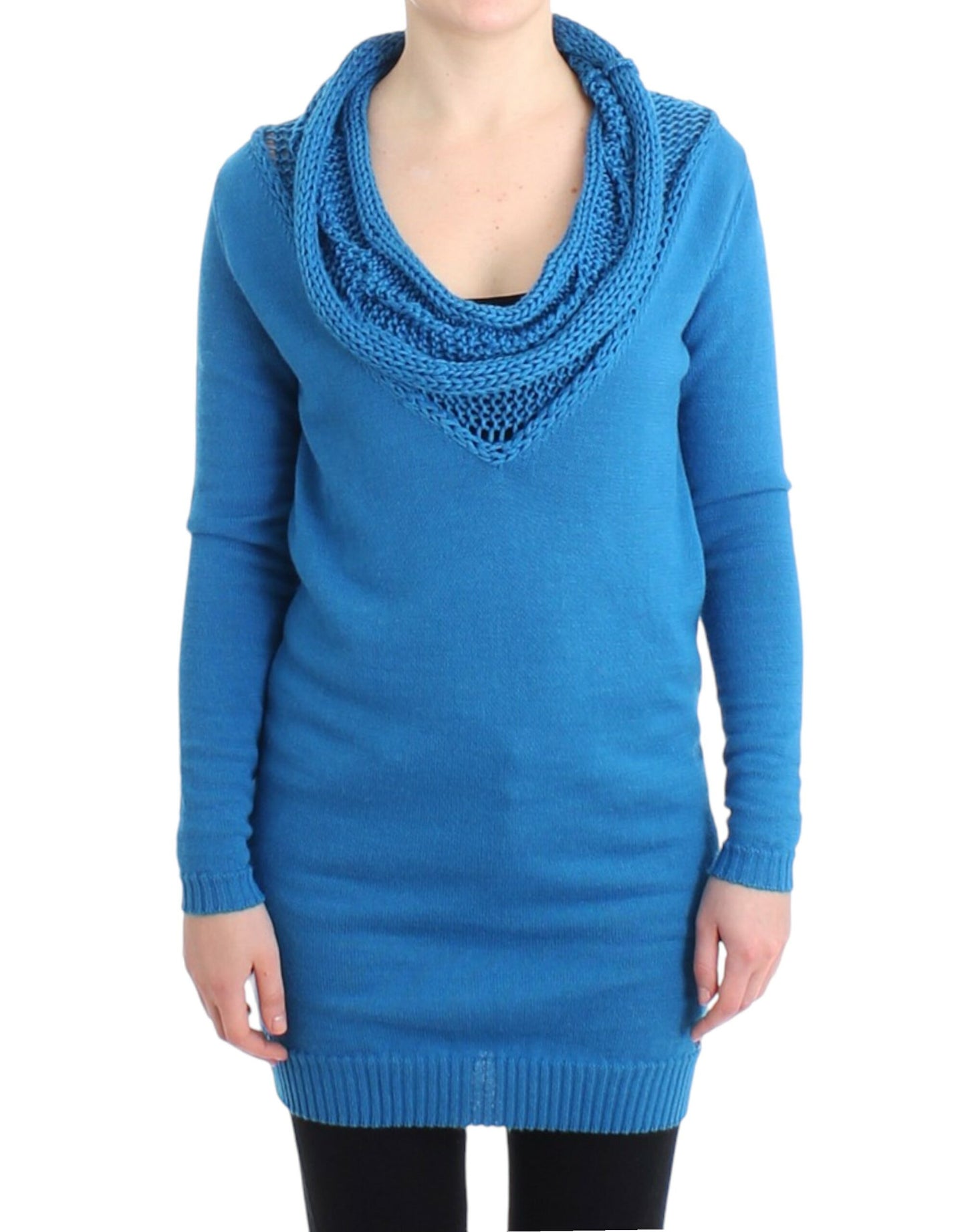 Costume National Cozy Scoop Neck kék kötött pulóver