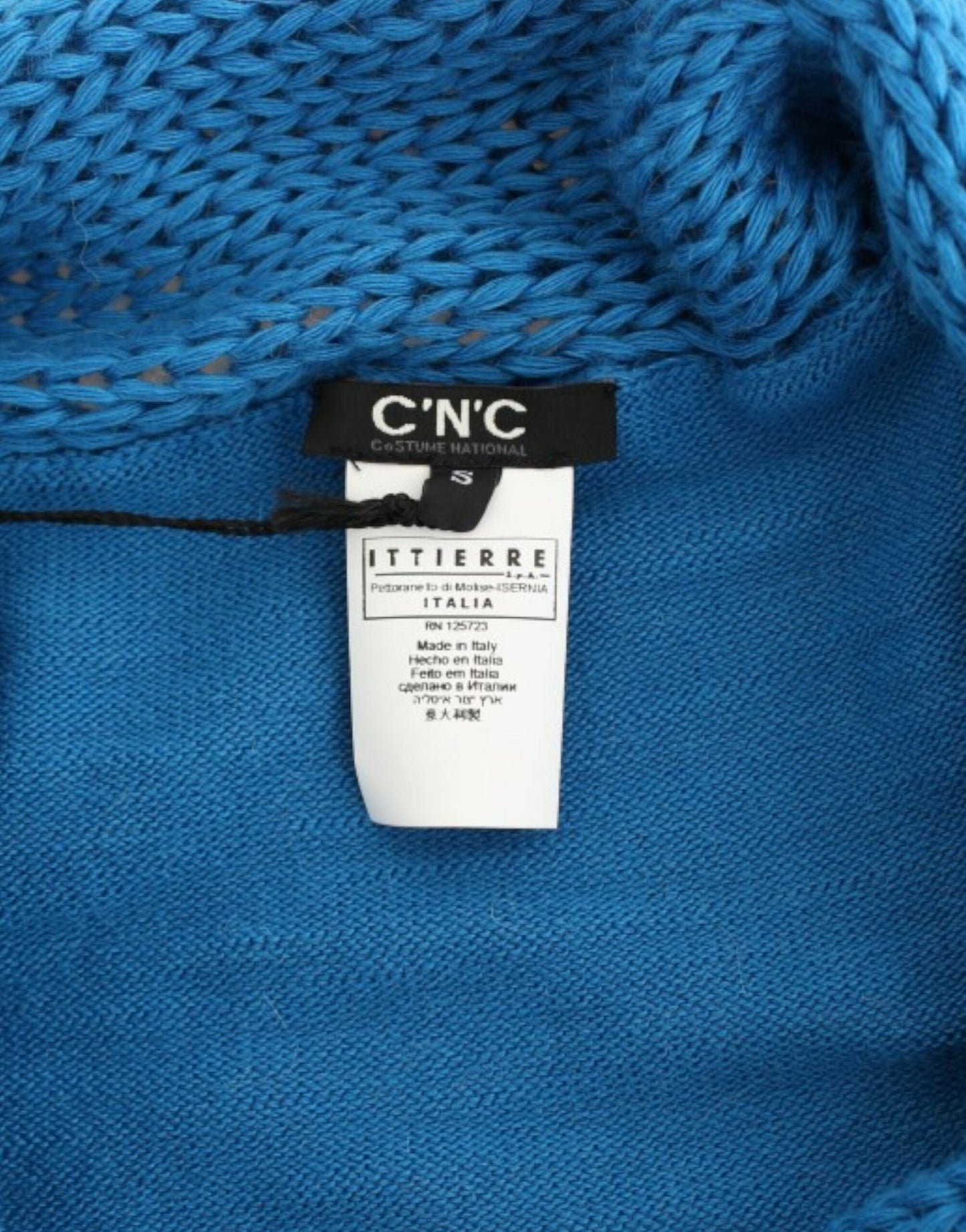 Costume National Cozy Scoop Neck kék kötött pulóver