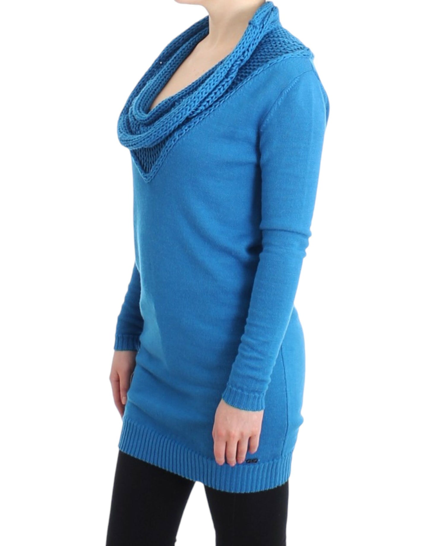 Costume National Cozy Scoop Neck kék kötött pulóver