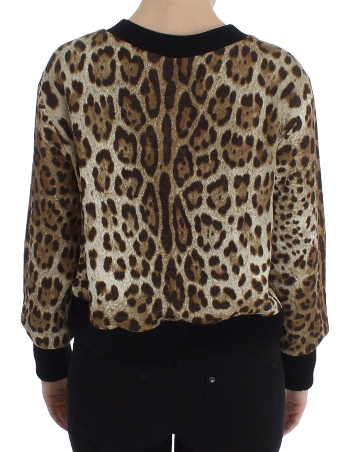 Dolce & Gabbana Elegáns Leopárdmintás Rövid Pulóver Felső