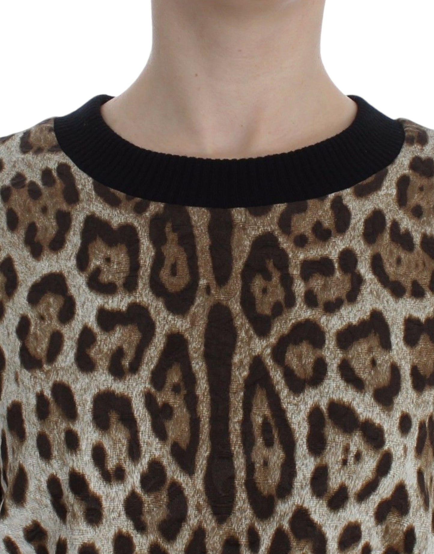 Dolce & Gabbana Elegáns Leopárdmintás Rövid Pulóver Felső