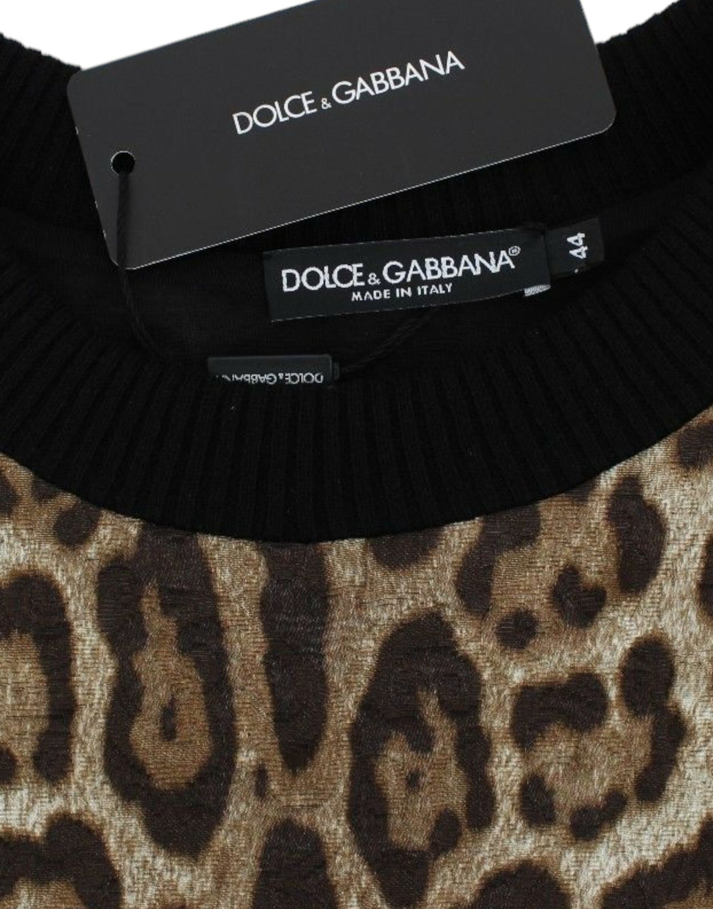 Dolce & Gabbana Elegáns Leopárdmintás Rövid Pulóver Felső