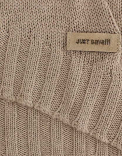 Cavalli elegáns bézs színű kötött, kerek nyakú pulóver