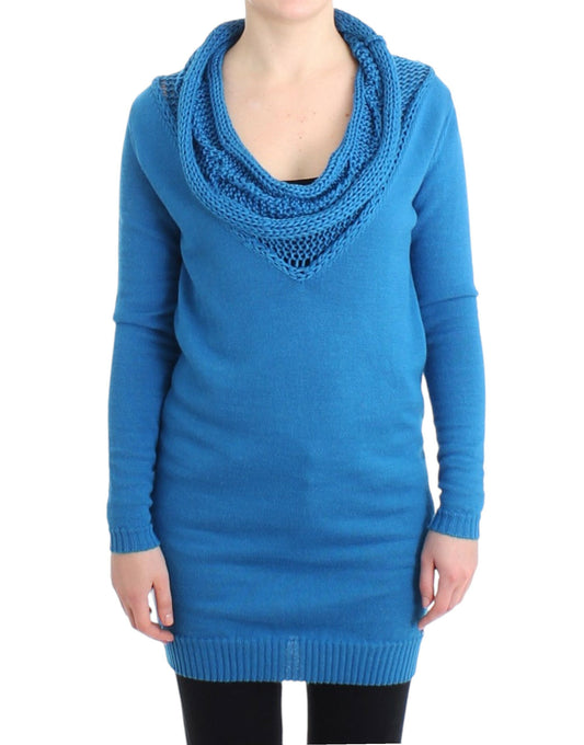 Costume National Cozy Scoop Neck kék kötött pulóver