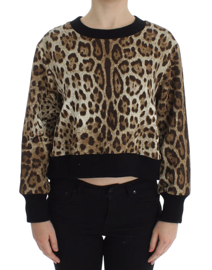 Dolce &amp; Gabbana Elegáns Leopárdmintás Rövid Pulóver Felső