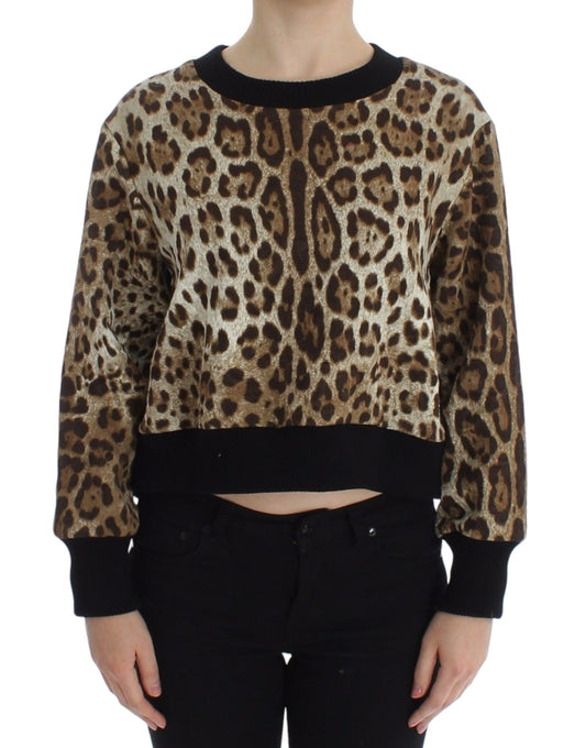 Dolce &amp; Gabbana Elegáns Leopárdmintás Rövid Pulóver Felső