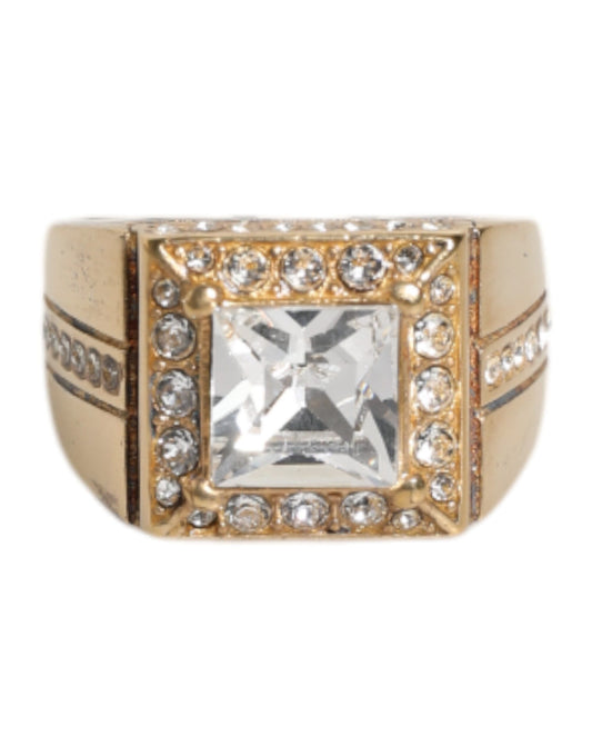Dolce &amp; Gabbana aranytónusú sterling ezüst 925 kristályos gyűrű