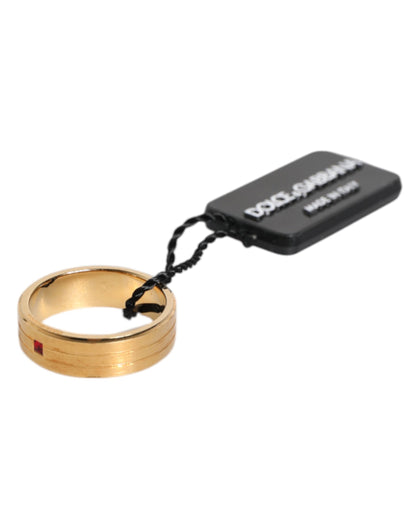 Dolce &amp; Gabbana aranytónusú sárgaréz piros kristályos DG logós gyűrű